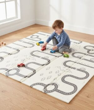 Alfombra antigolpes infantil diseño pista de autos