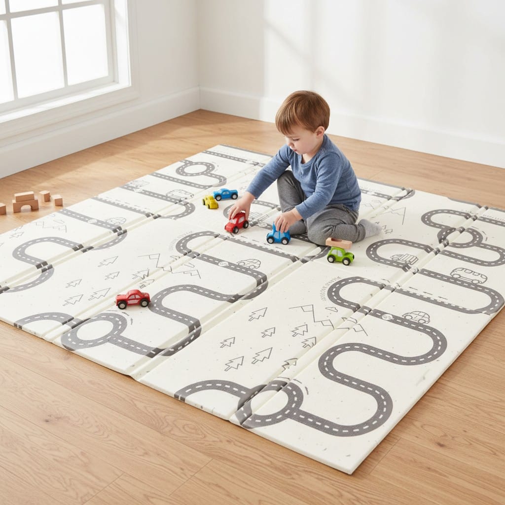 Alfombra antigolpes infantil diseño pista de autos