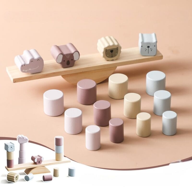 Guopai Juego Montessori De Madera – 32 Palitos De Colores, Dado, Anillo Y 4 Bolas, Regalo Educativo Para Niños 3-6 Años, Habilidades Motoras Y Lógica