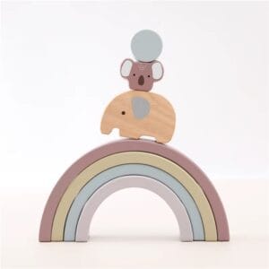 Set Montessori de animales de madera para apilar – equilibrio y motricidad fina