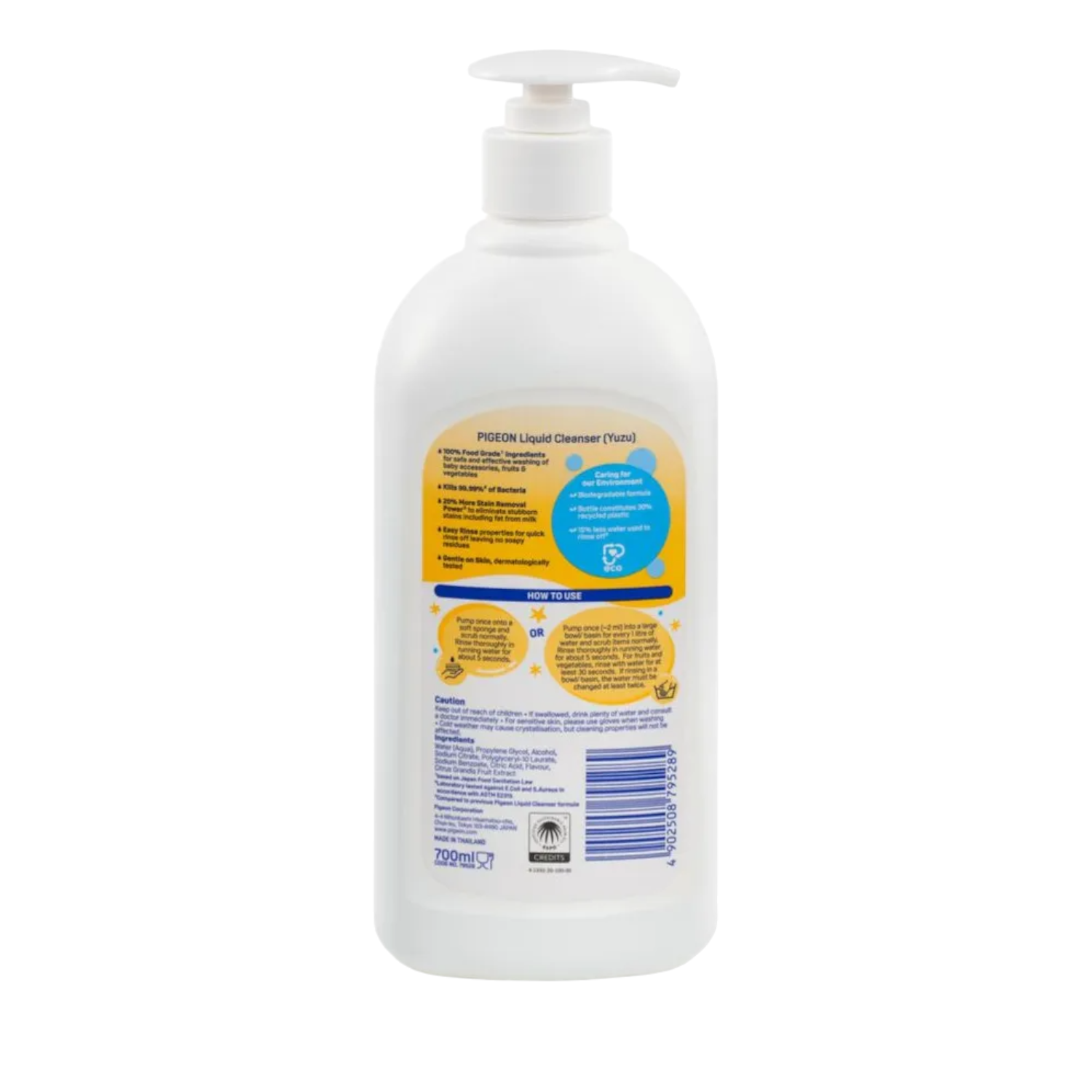 Pigeon limpiador de mamaderas yuzu 700ml vista trasera