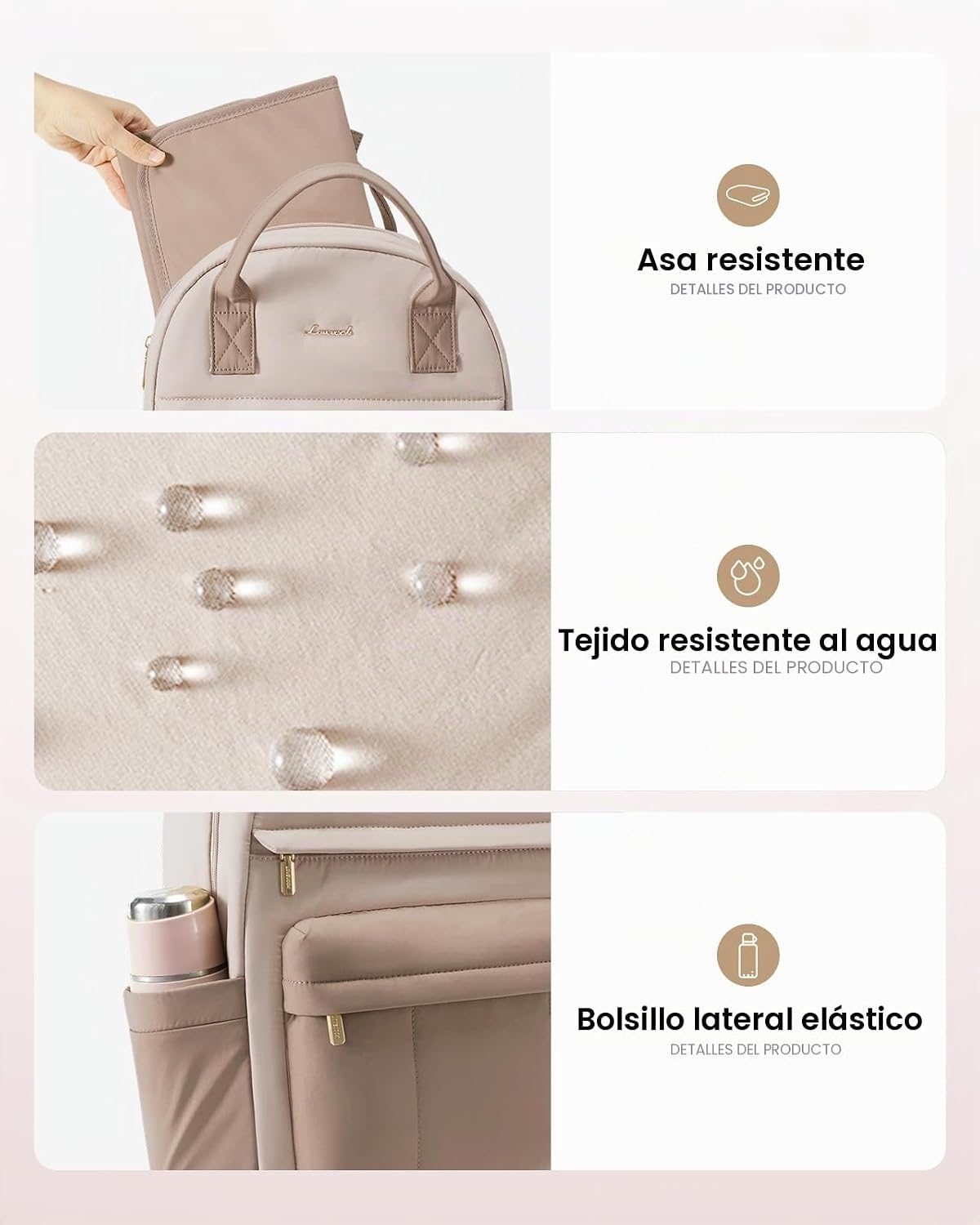 Bolso maternal grande 30L con organizadores internos y mudador portátil — Estilo de Bebé