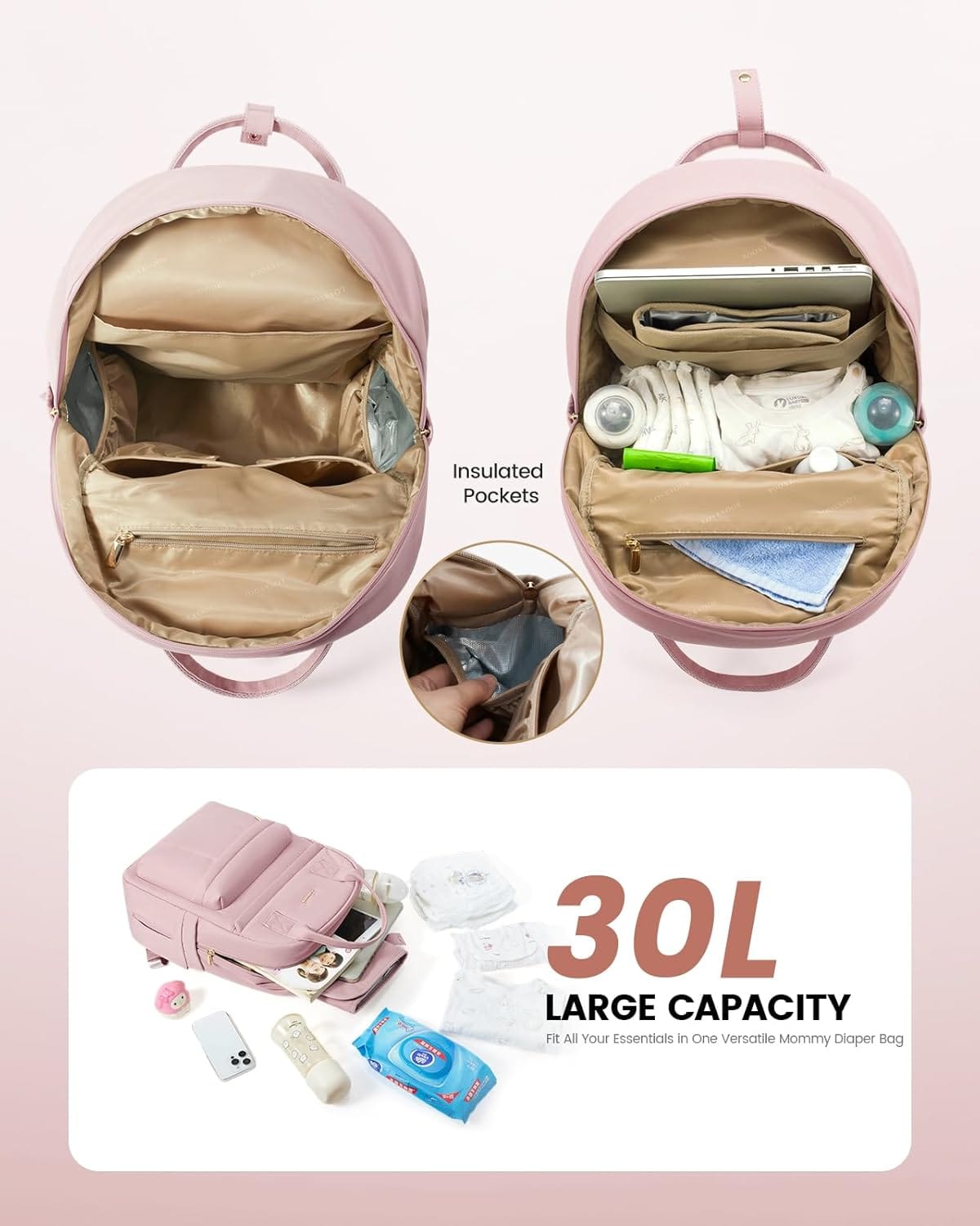 Mochila maternal premium de 30 litros, ligera, impermeable