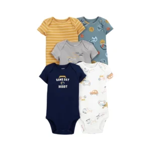 Set de 5 bodies para bebé niño confeccionados en algodón 100%