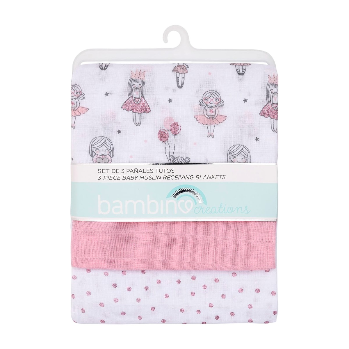 tuto de muselina para bebé 100% algodón set 3 diseños 72x72 Bambino