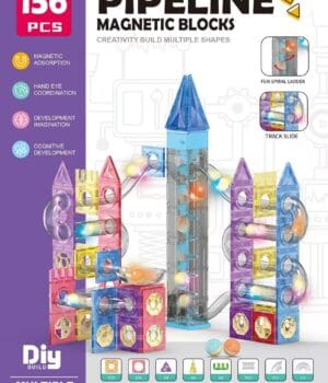 Bloques Magnéticos con Tubos y Torre Espiral – Set 156