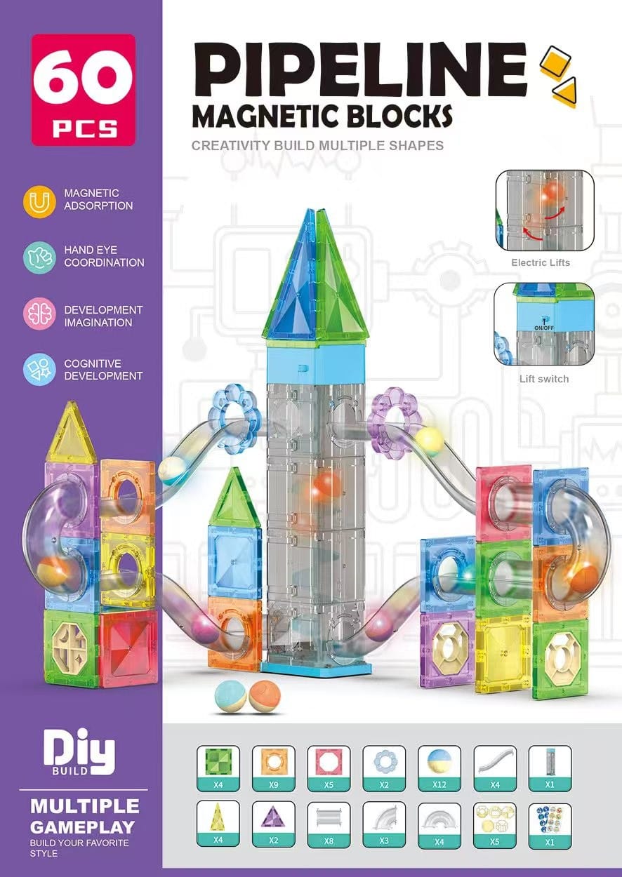 Bloques Magnéticos Educativos 60 Piezas – Juego Didáctico Infantil