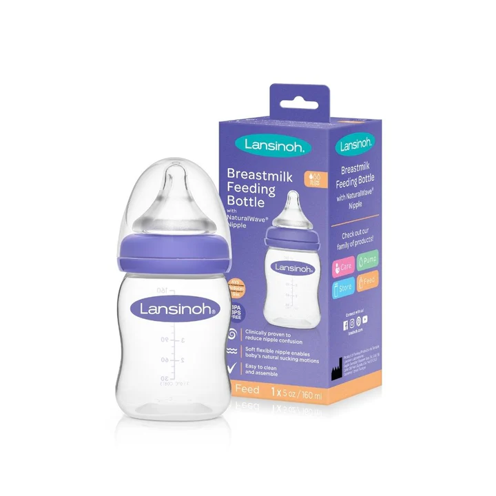 Mamadera Lansinoh Natural Wave 160 ml Flujo Lento para Bebés