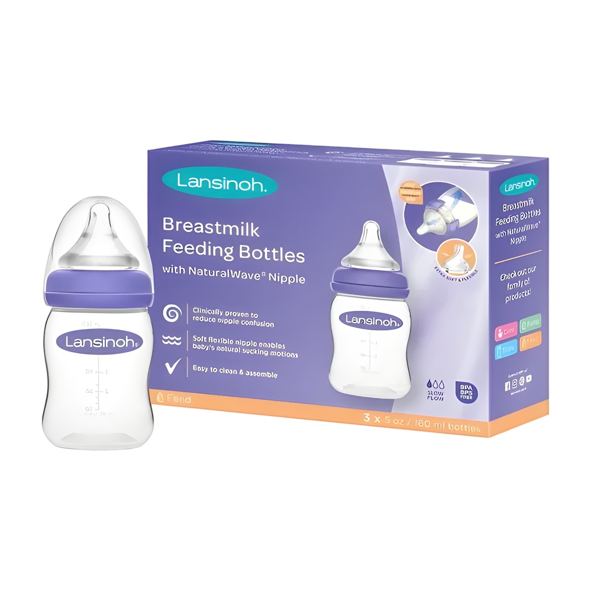 Set 3 Mamadera Natural Wave 160ml Lansinoh
