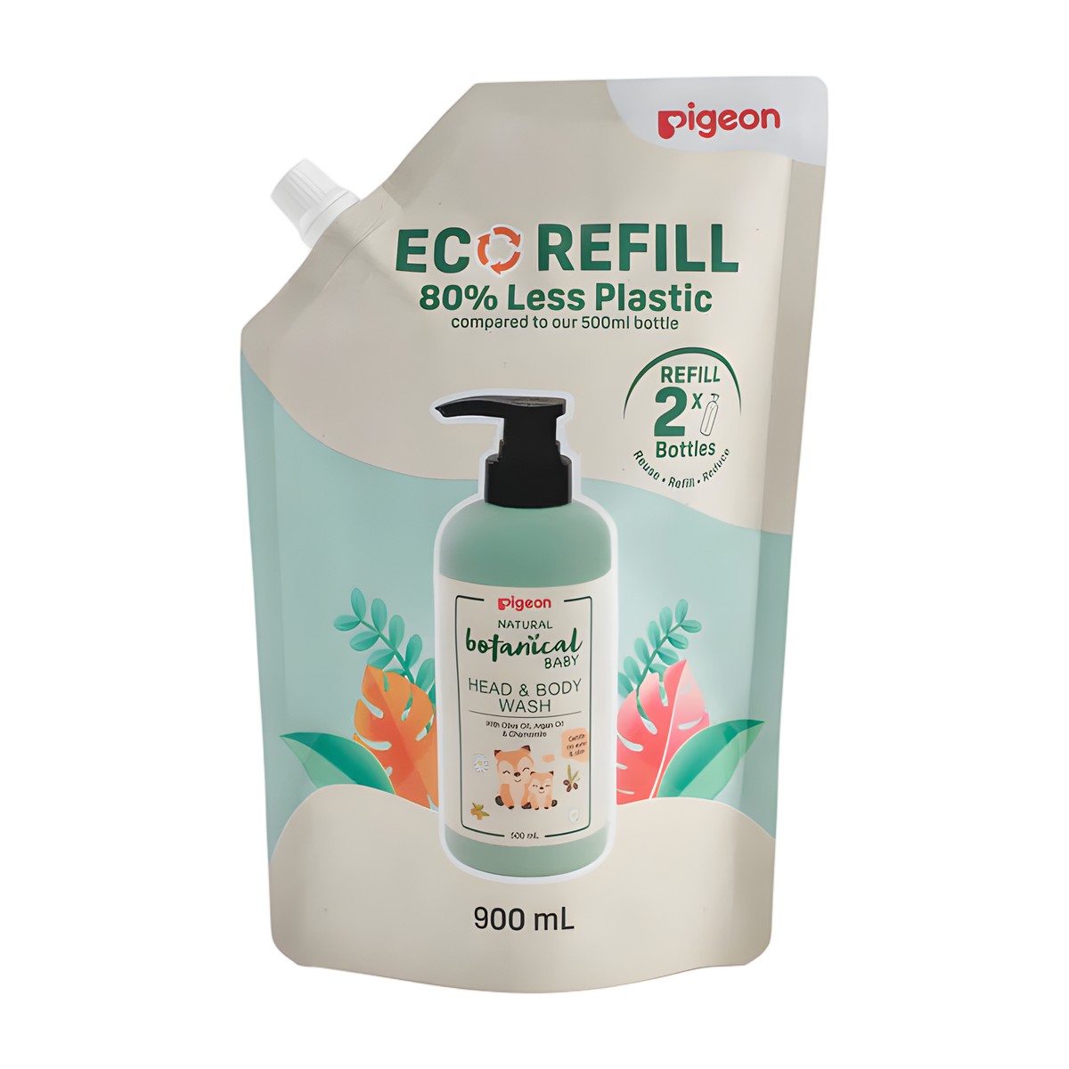 Recarga Gel de Limpieza Pigeon Head & Body Wash Botanical 900 ml Bebé