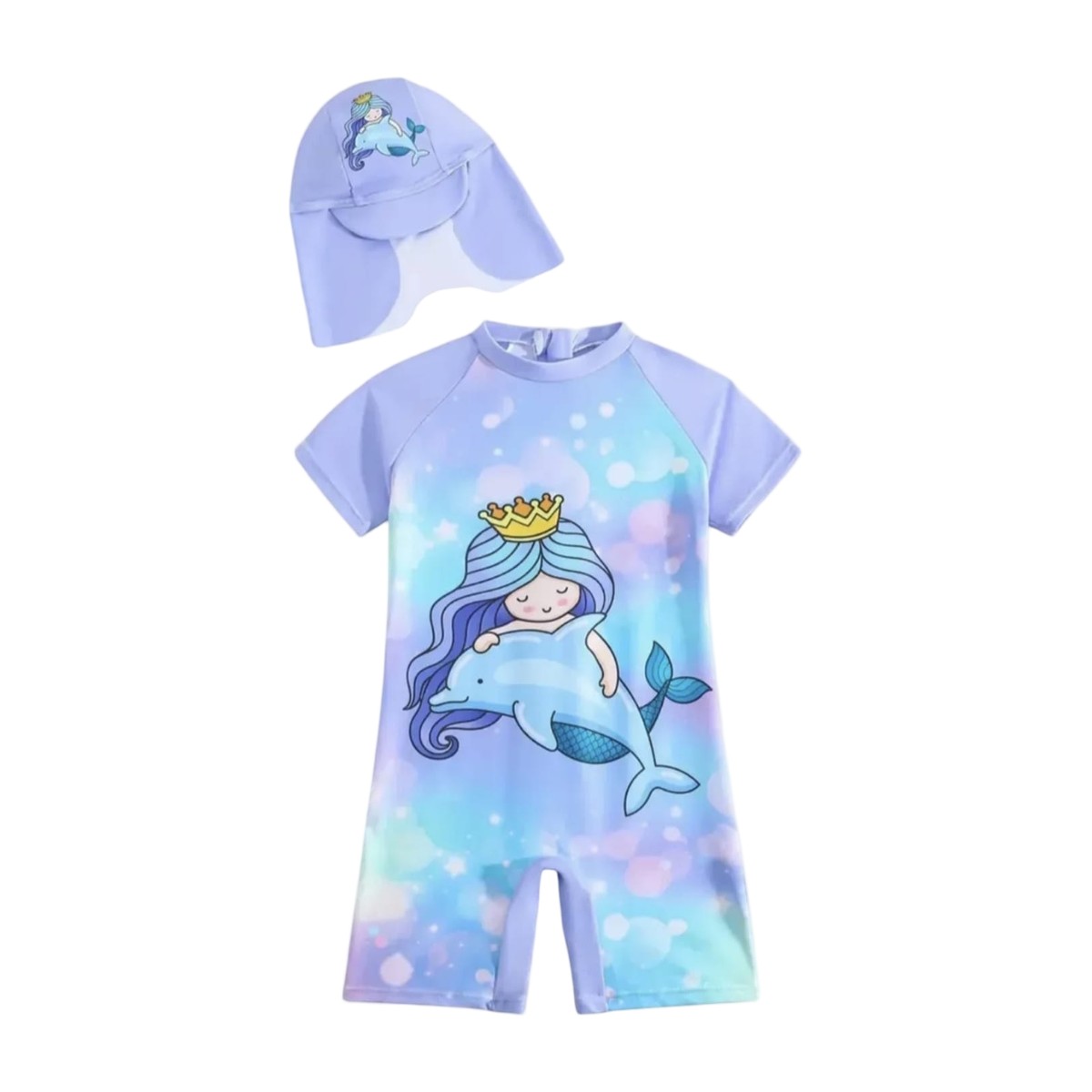 Traje de Baño Niña con Gorro Sirena y Delfín SensiBlue