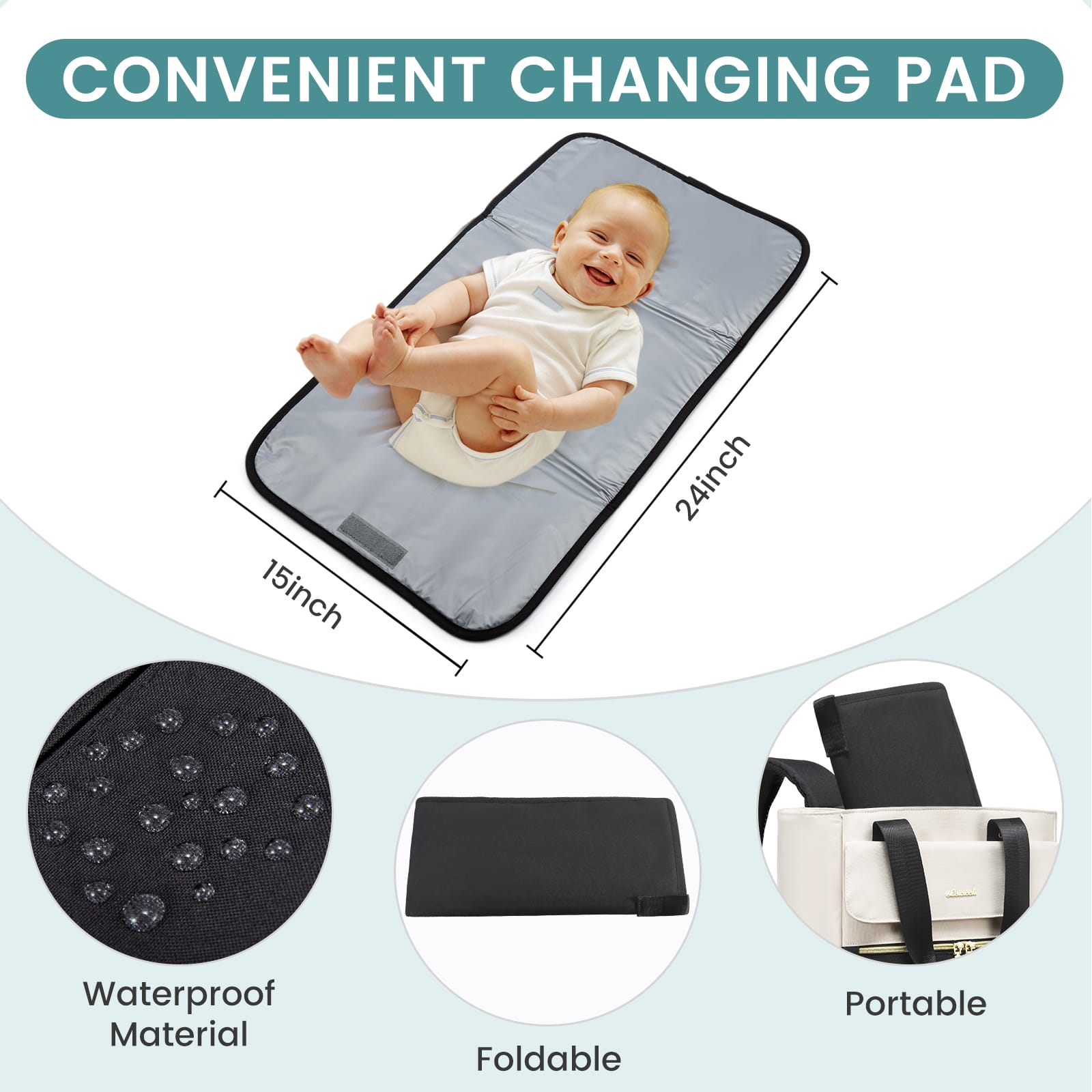 Pañalera tipo mochila · Gran capacidad Incluye cambiador impermeable