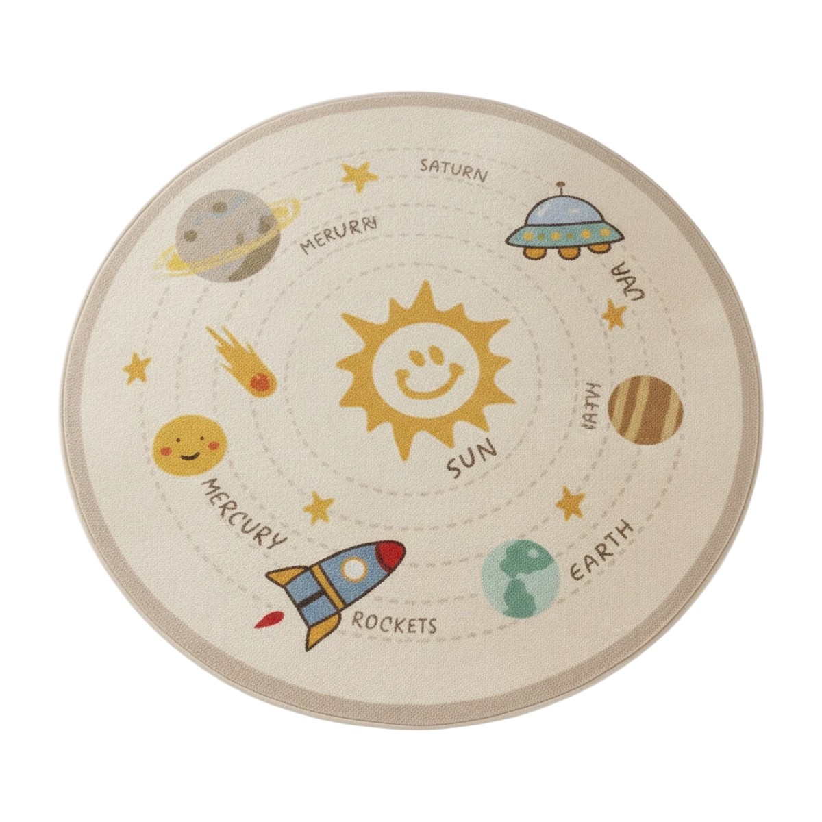 Alfombra Infantil Redonda 100 cm Sistema Solar