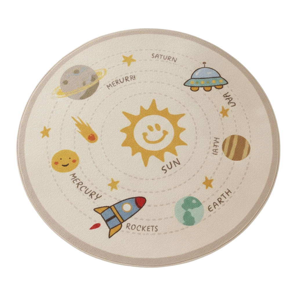 alfombra infantil redonda sistema solar