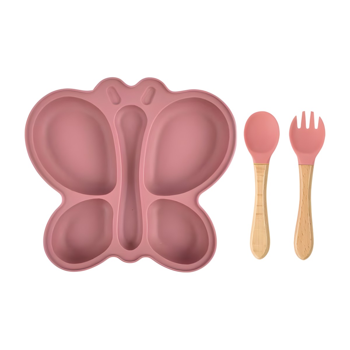 plato de silicona para bebé con succión en forma de mariposa