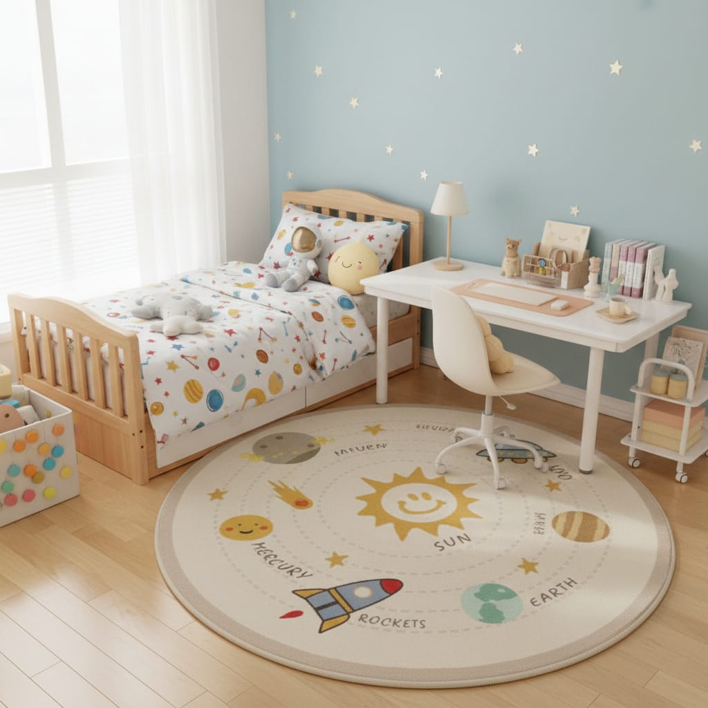 Alfombra Infantil Redonda Espacio 100 cm –