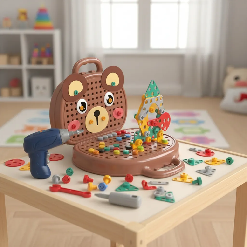 Set de Construcción 3D con Taladro Infantil | Maletín Osito