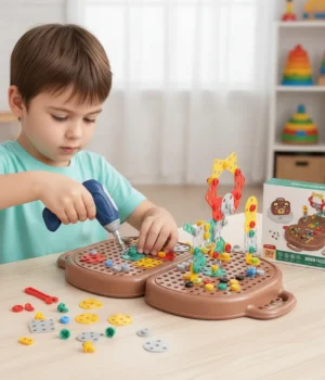 Set de Construcción 3D con Taladro Infantil | Maletín Osito