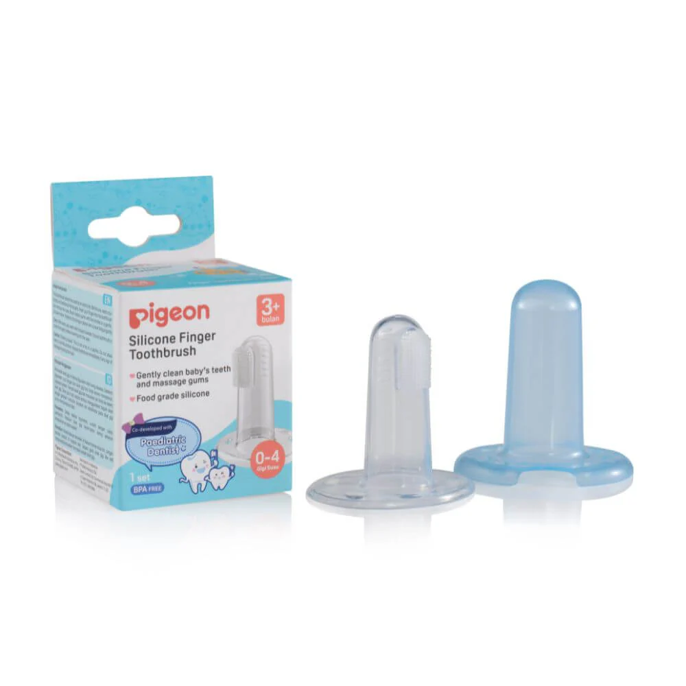 Cepillo de silicona para dedo, ideal para higiene bucal del bebé desde los 3 meses.