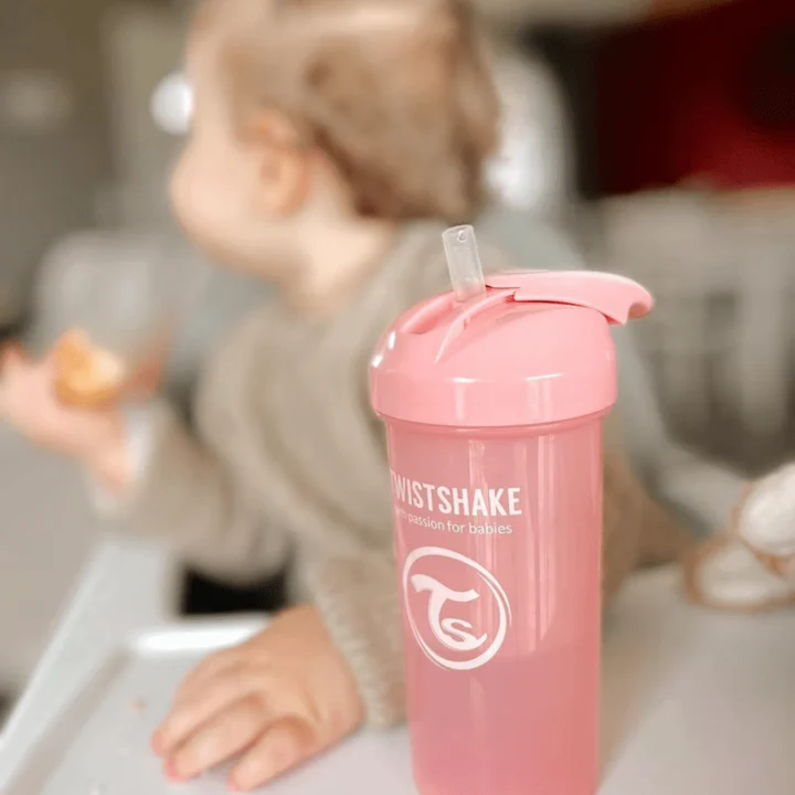 Vaso Twistshake Rosado con Bombilla 360 ml