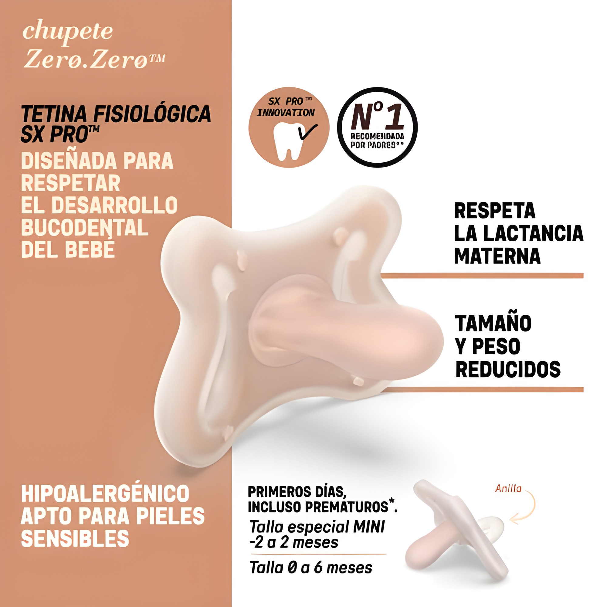 Pack 2 Chupetes Zero Zero Fisiológico Silicona 0 a 6 Meses – vista 5