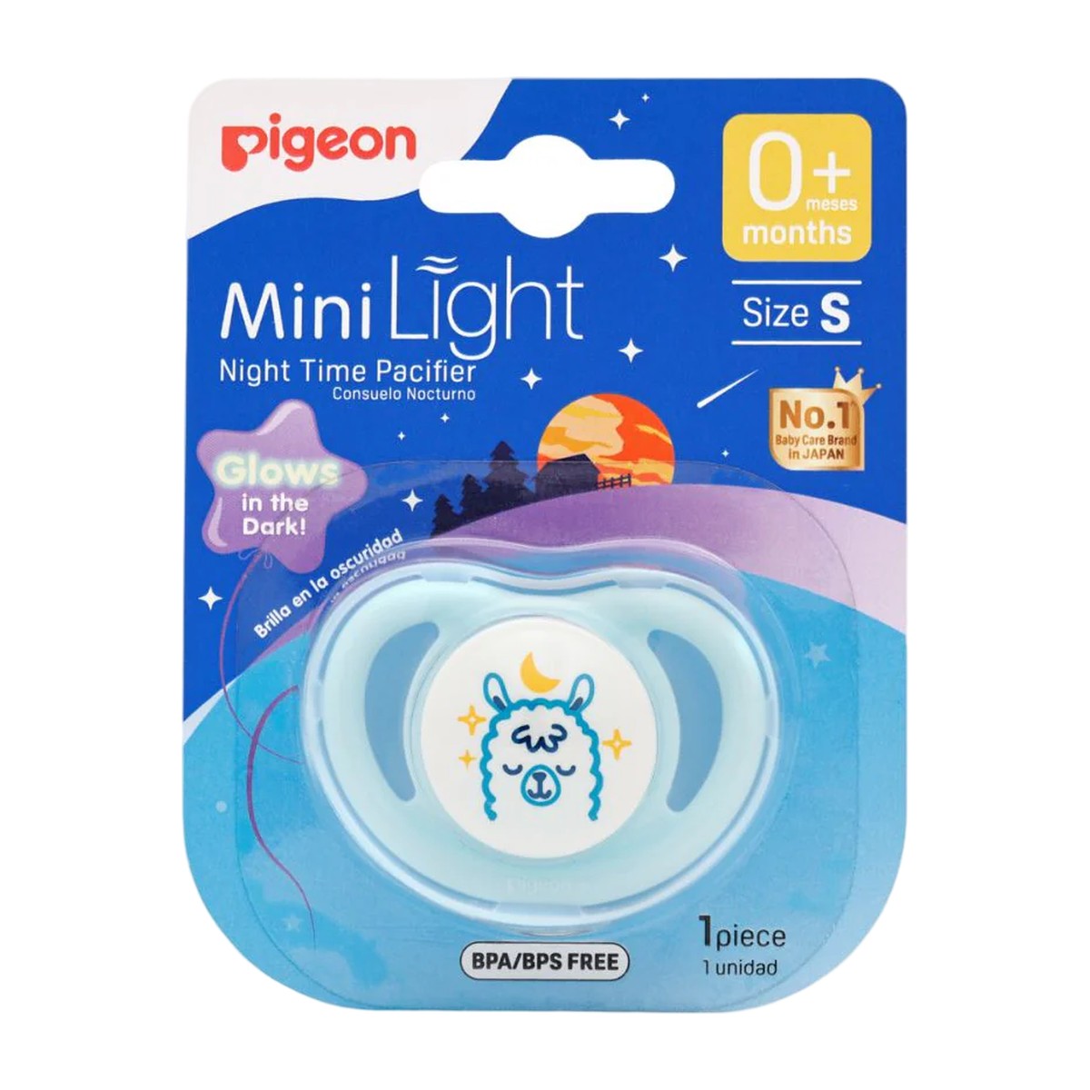 Chupete Pigeon Mini Light Talla S 0-6M Azul