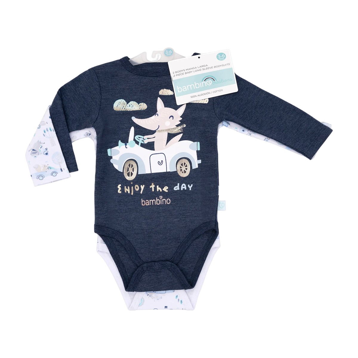 Set 2 Bodys Manga Larga Bebé 100% Algodón | Bambino