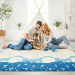 Alfombra antigolpe para bebé acolchada y plegable con superficie segura para gateo