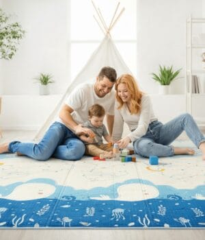 Alfombra antigolpe para bebé acolchada y plegable con superficie segura para gateo