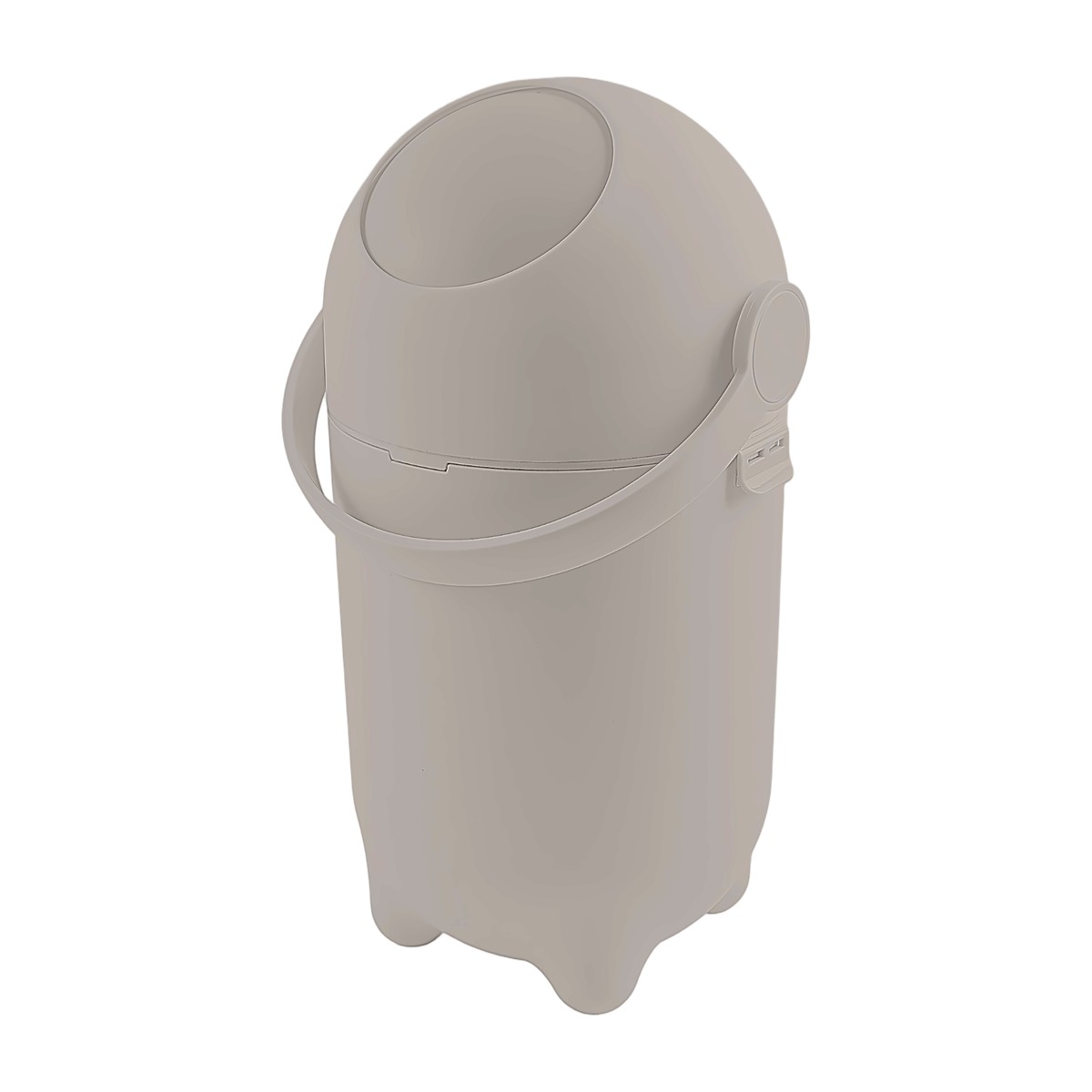 Basurero de pañales SensiBlue gris cálido con la tapa cerrada