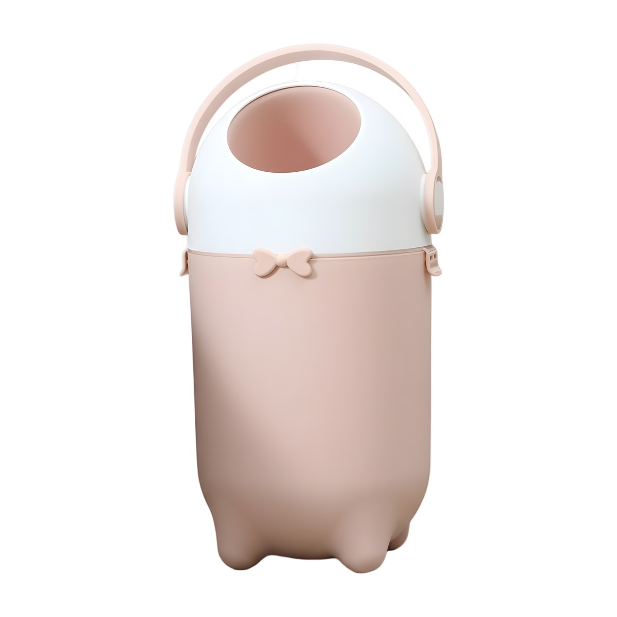 Basurero de pañales hermético SensiBlue rosado palo con tapa blanca y lazo