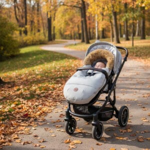 Saco para Cochecito Bebé Gris Claro – Impermeable y Antiviento