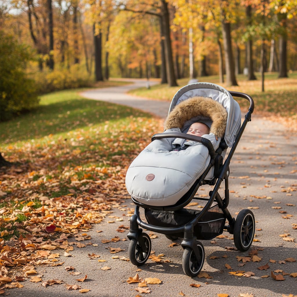 Saco para Cochecito Bebé Gris Claro – Impermeable y Antiviento