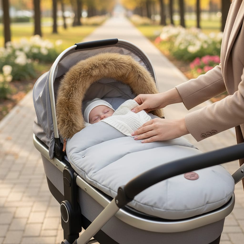 Saco para Cochecito Bebé Gris Claro – Impermeable y Antiviento