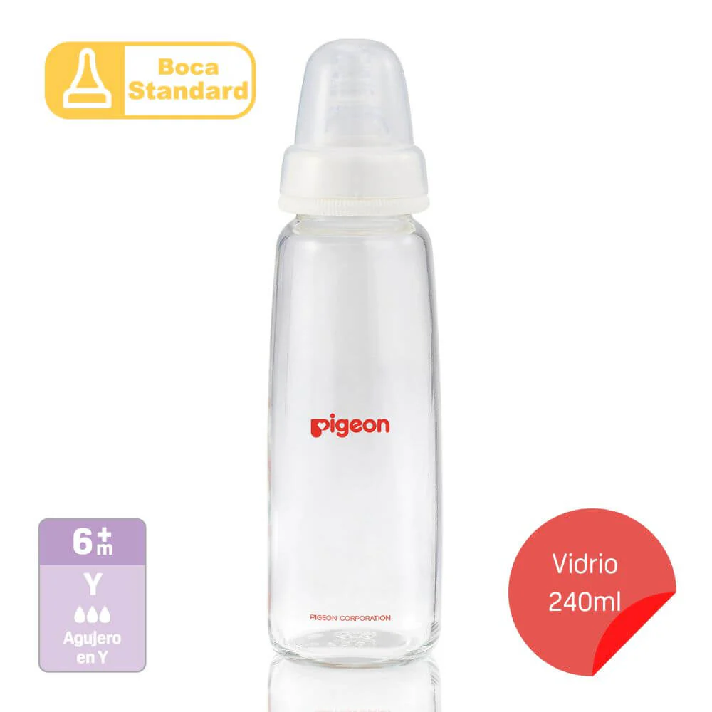 Biberón Pigeon Boca Standard Vidrio 240 ml Anticólico