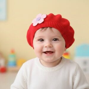 Boina para Bebé Algodón con Moño de Flor | Boina Petite Fleur