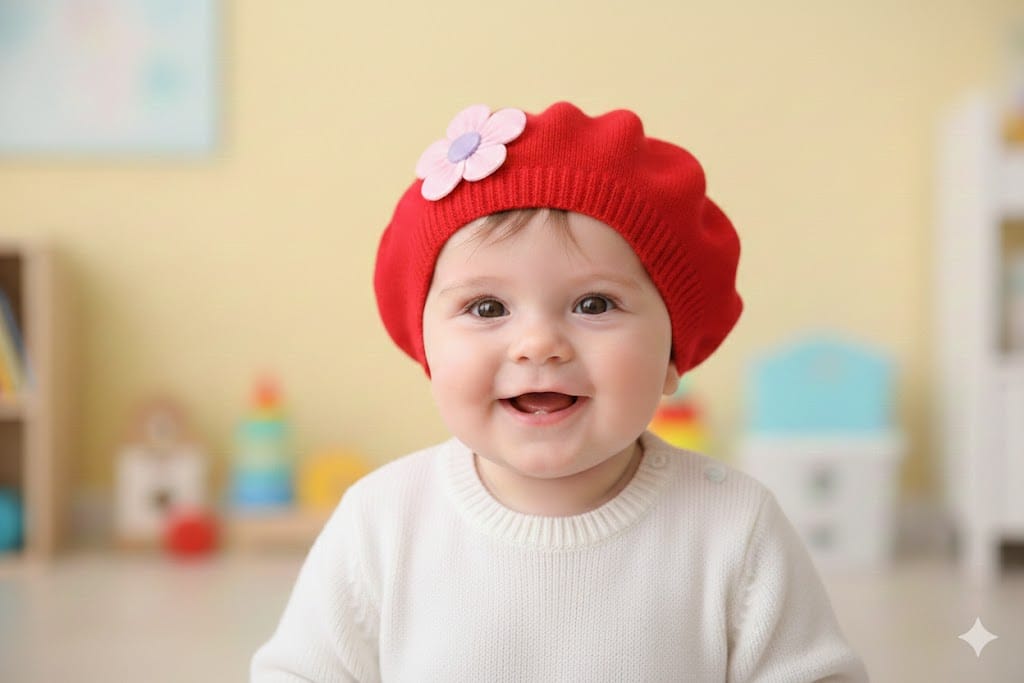 Boina para Bebé Algodón con Moño de Flor | Boina Petite Fleur