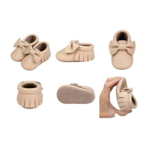 Mocasines de Cuero para Bebé Color beige varias vistas