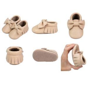 Mocasines de Cuero para Bebé Color beige varias vistas