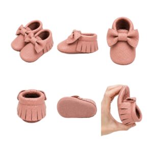 Mocasines de Cuero para Bebé Color rosa varias vistas