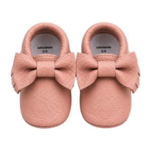 Mocasines de Cuero para Bebé Color Rosa suave