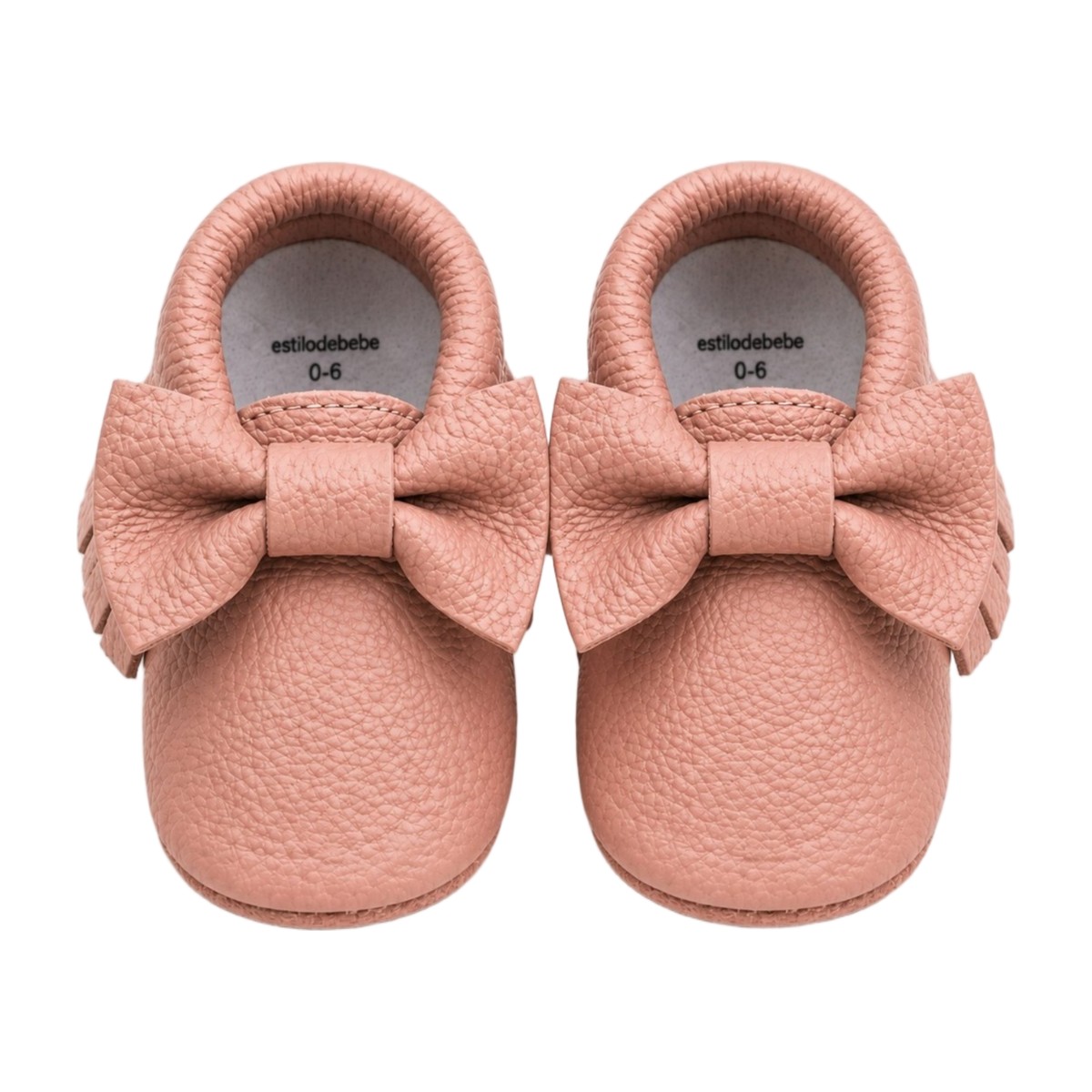 Mocasines de Cuero para Bebé Color Rosa suave