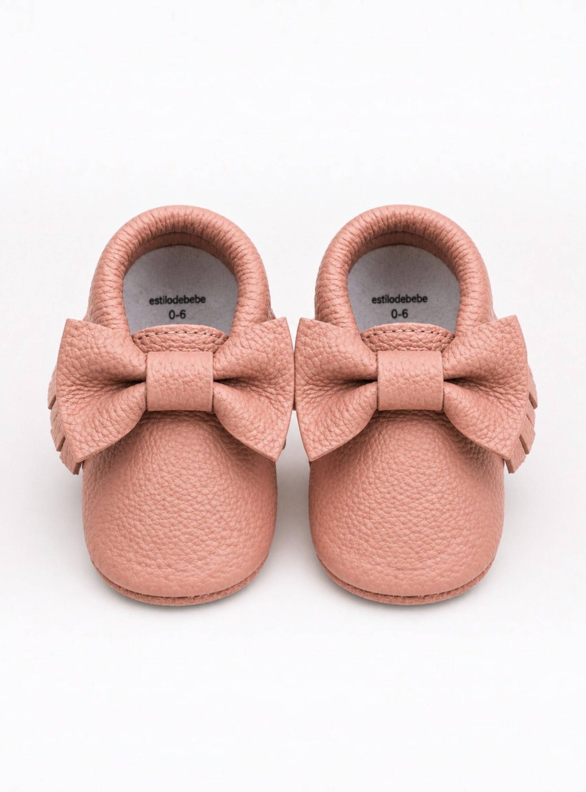 Mocasines de Cuero para Bebé Color Rosa suave