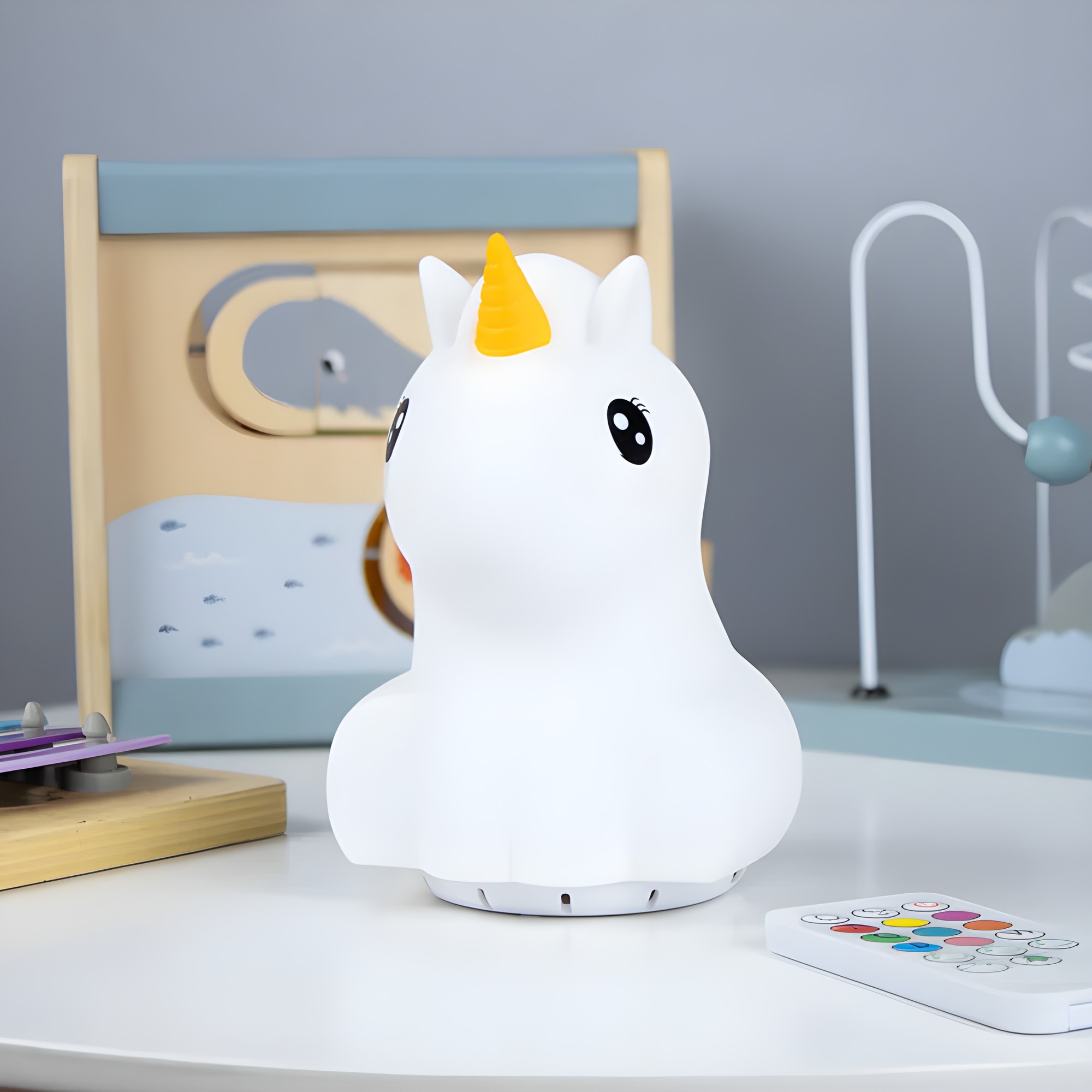 Lámpara con Ruido Blanco Balia Recargable | Luz RGB, Sonidos para Dormir Bebé (Unicornio)
