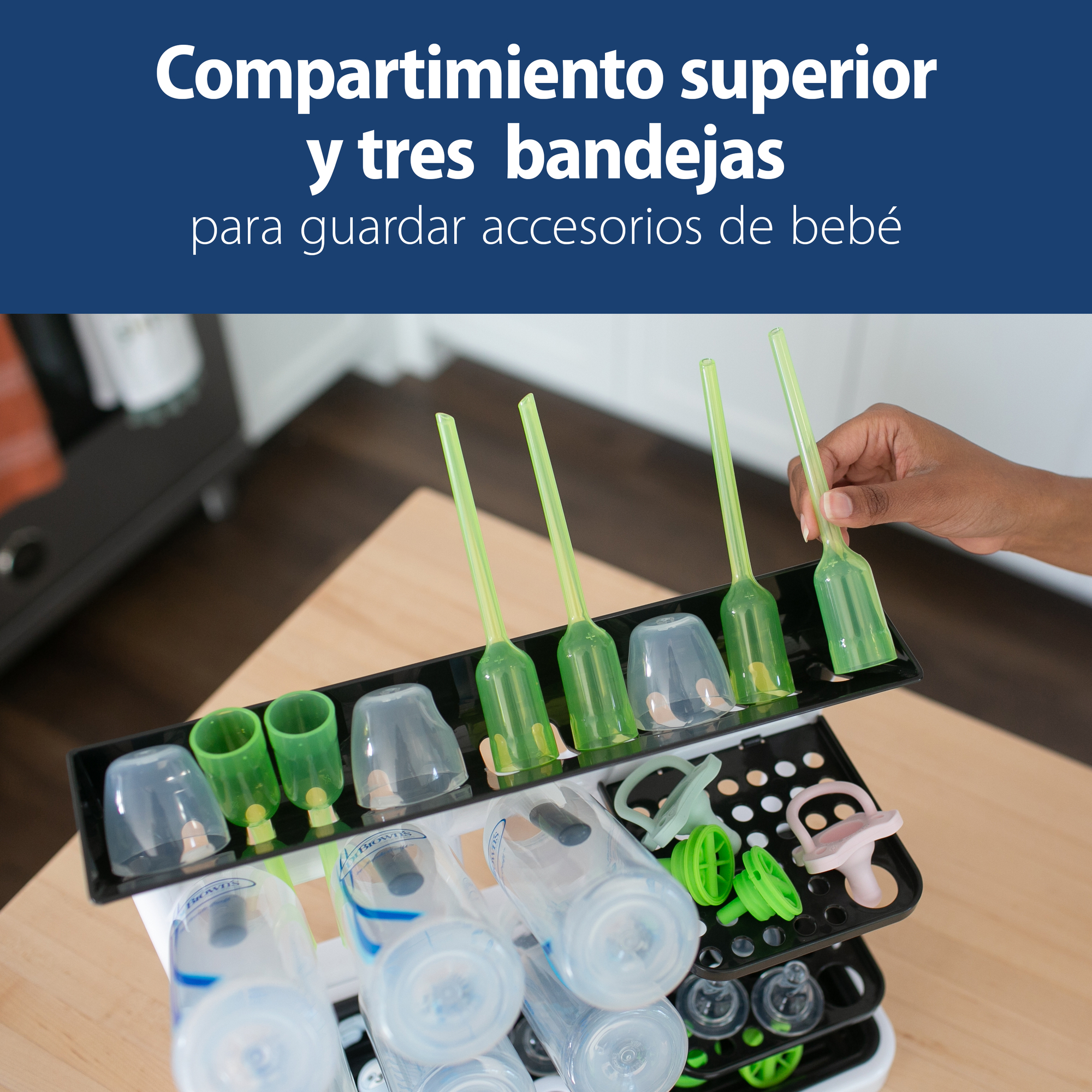 escurridor de mamaderas Dr Brown's con gran capacidad para accesorios de bebé