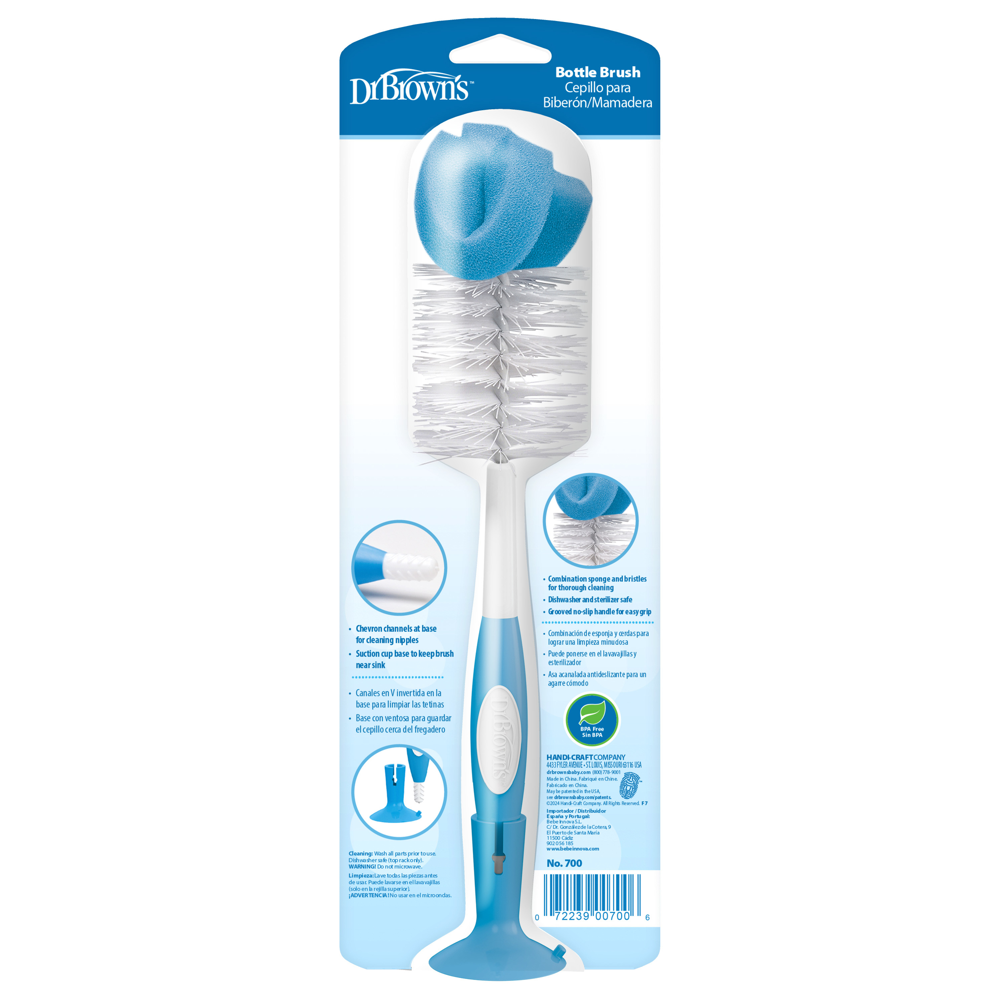 cepillo para mamaderas Dr Browns con mango antideslizante