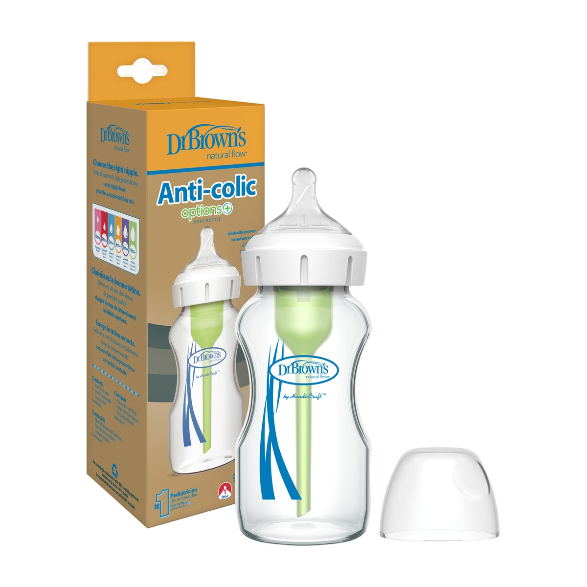 dr browns mamaderavidrio boca ancha 270ml anticólicos