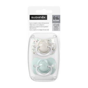 Pack chupetes Suavinex Birdies Verde con silicona ultra-suave avalado por SEOP — Estilo de Bebé