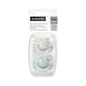 Pack chupetes Suavinex Birdies Verde con silicona ultra-suave avalado por SEOP — Estilo de Bebé
