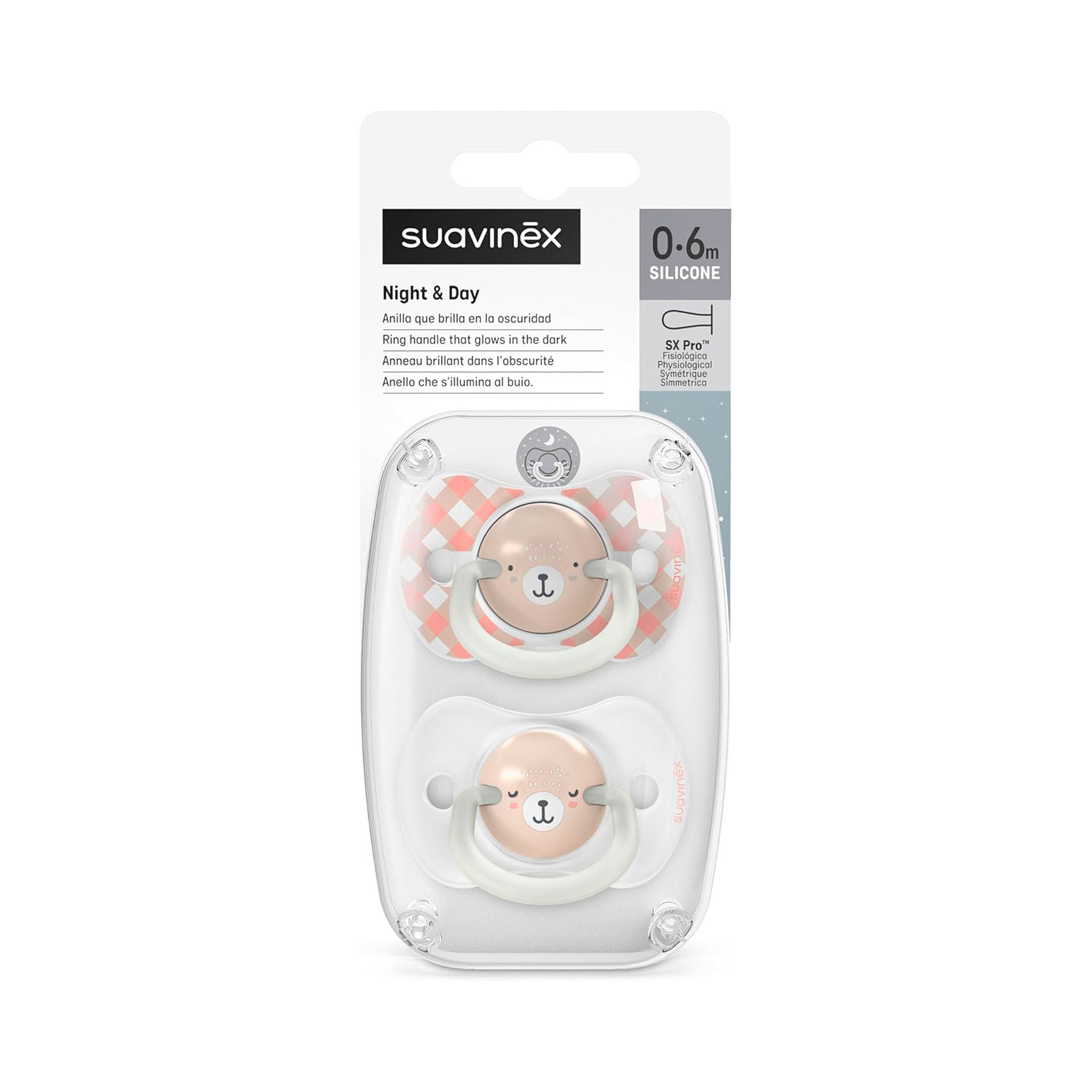 El pack de chupetes Night & Day es ideal para bebés de 0 a 6 meses,